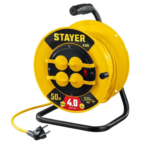 Удлинитель на катушке STAYER М-325 ПВС 3х2.5 50 м 55064-50 в магазине Арсенал