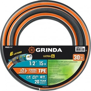 Шланг поливочный GRINDA PROline ULTRA 6 1/2" 15 м 429009-1/2-15 - фото 12407