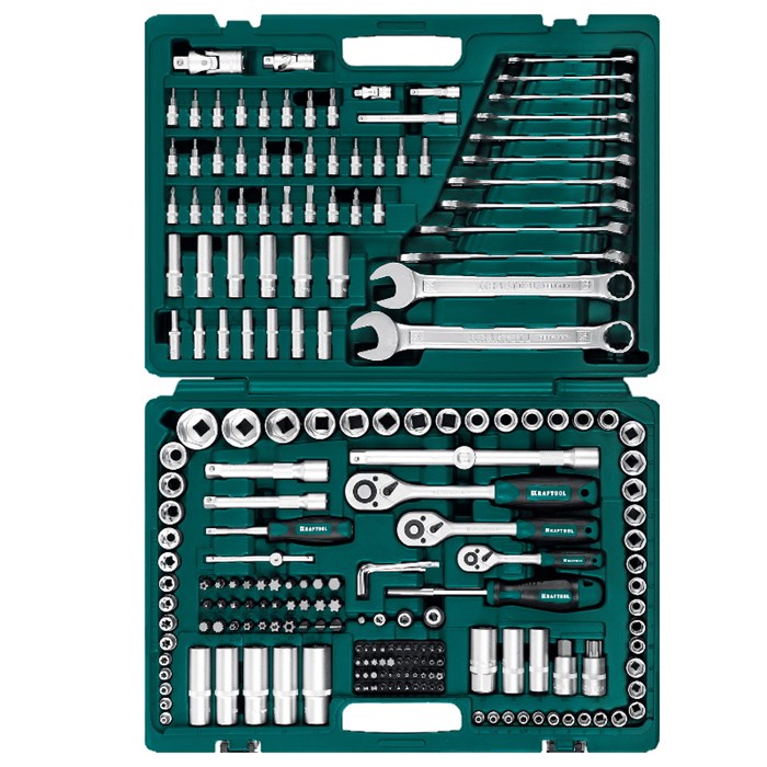 Набор инструмента универсальный KRAFTOOL X Drive 216 (216 предм., 1/2″+3/8″+1/4″) 27888-H216 - фото 13092